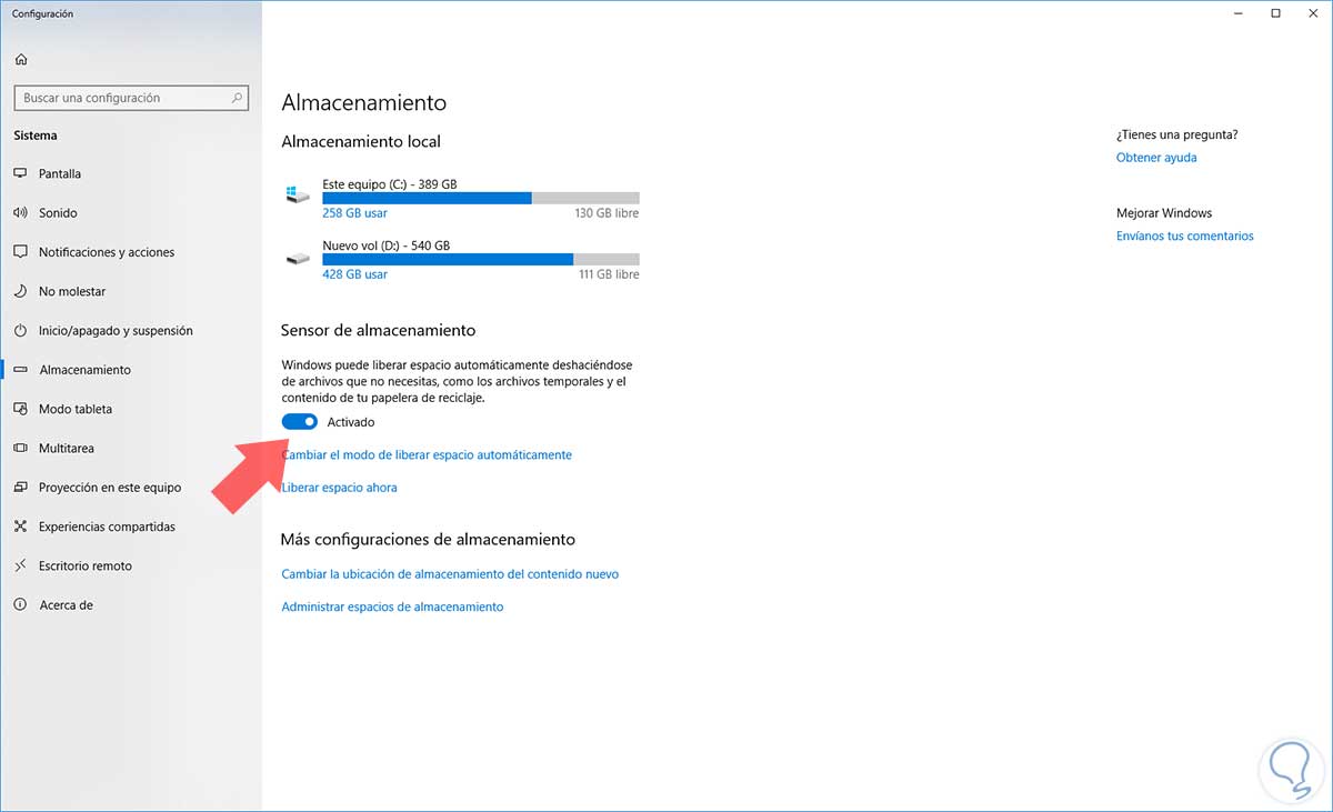 Sensor de almacenamiento